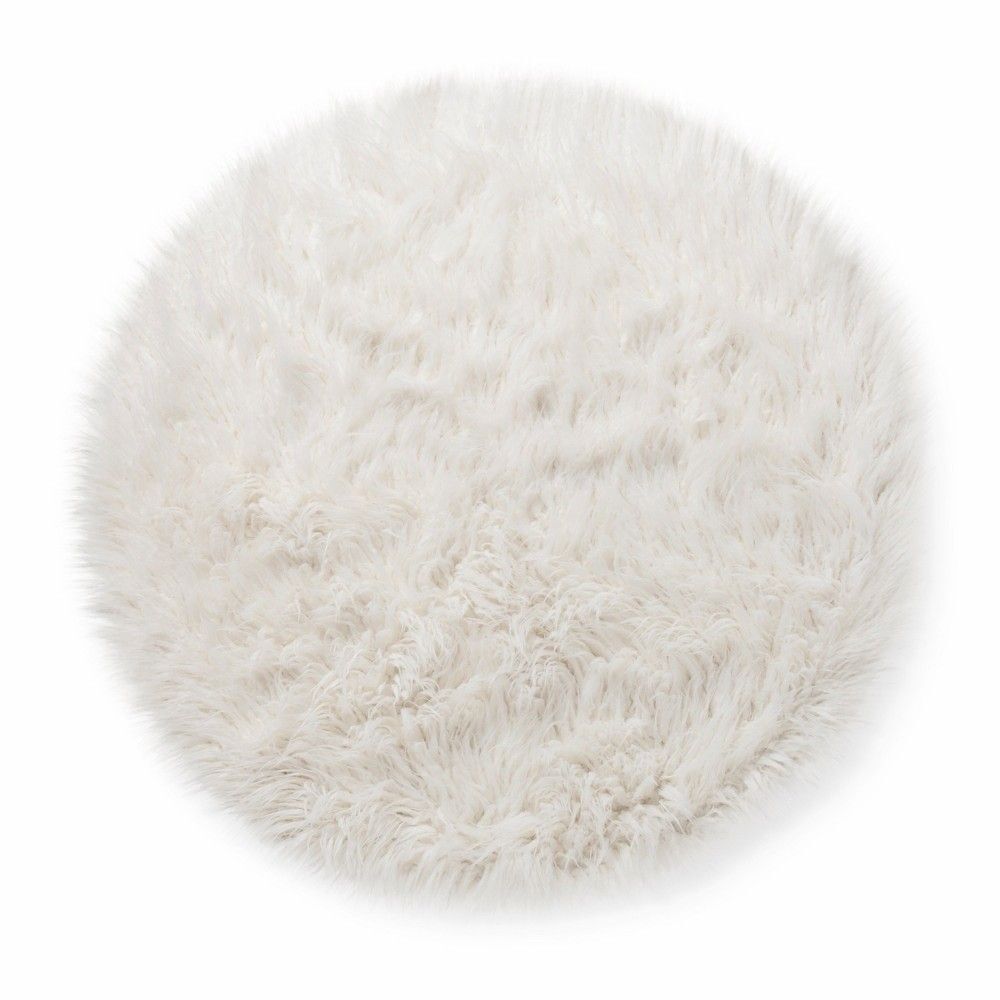 Pillowfort 3' Faux Fur Round Kids Rug White Soft Plush Accent Rug New
